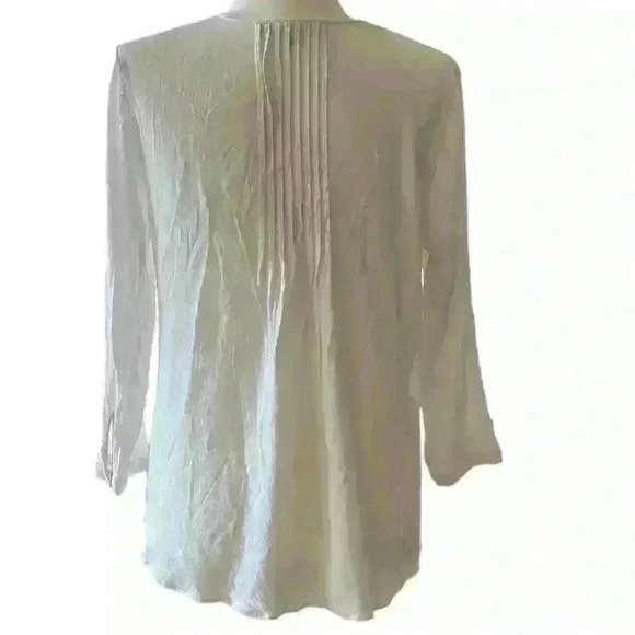 Daniel Rainn White Blouse Pin-tuck Bodice Tassel Tie Font Lace Trim Size Large​ - Picture 2 of 6